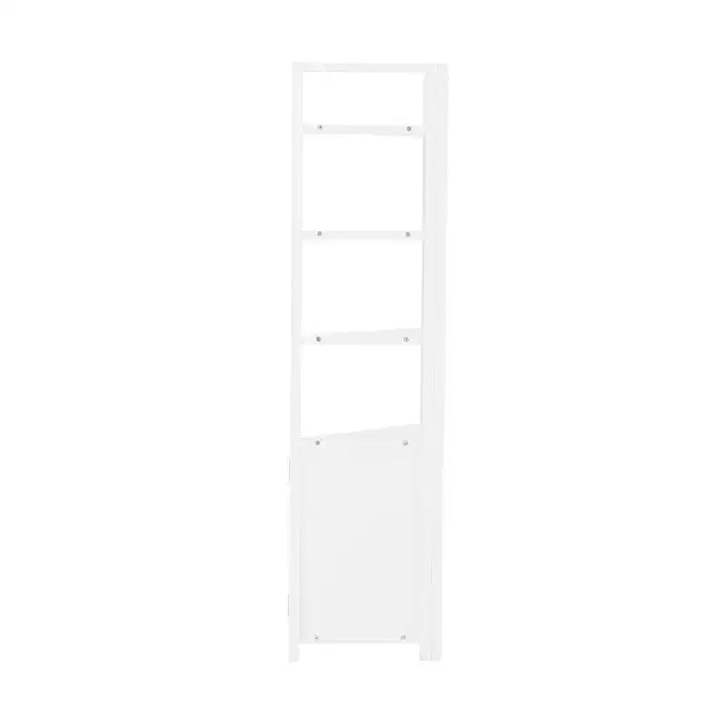 Corner Storage Cabinet with Two Doors and Open Shelving, White, 25"W x 18"D x 68"H