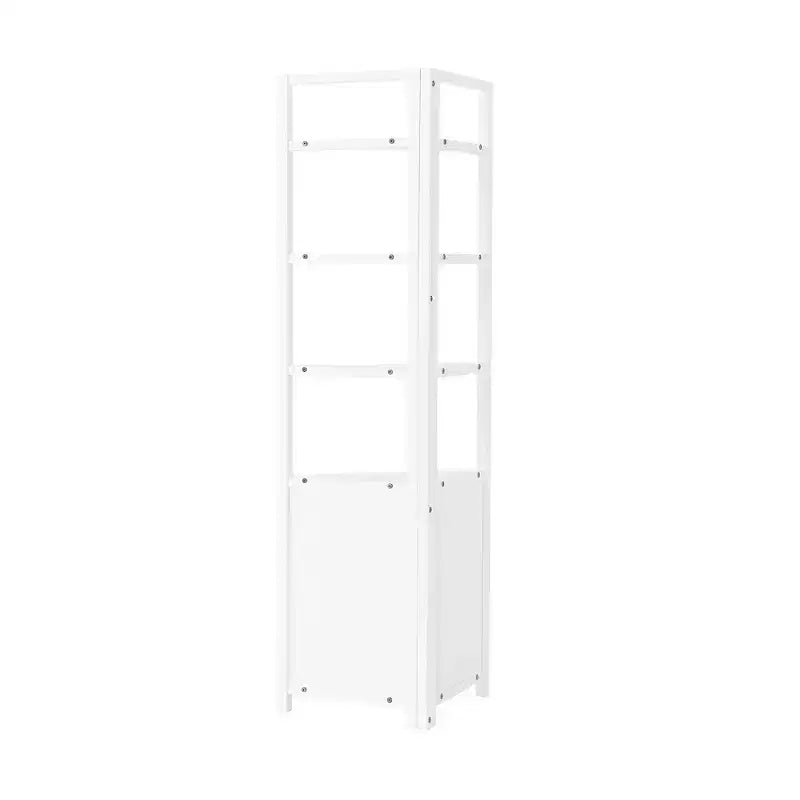 Corner Storage Cabinet with Two Doors and Open Shelving, White, 25"W x 18"D x 68"H