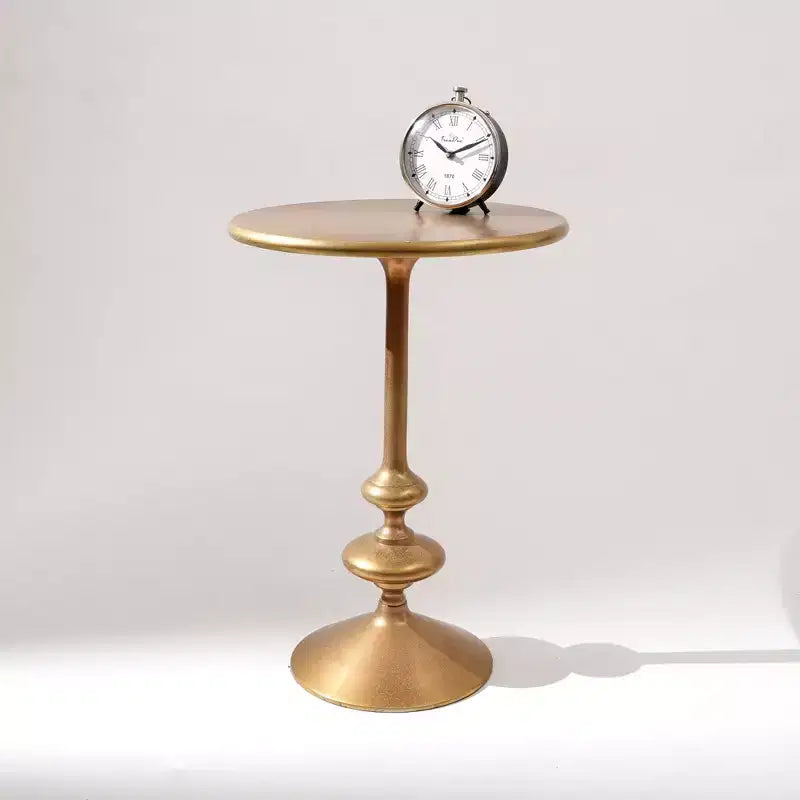 Modern 22" Gold Polished Aluminum Round End Table, 16" Diameter