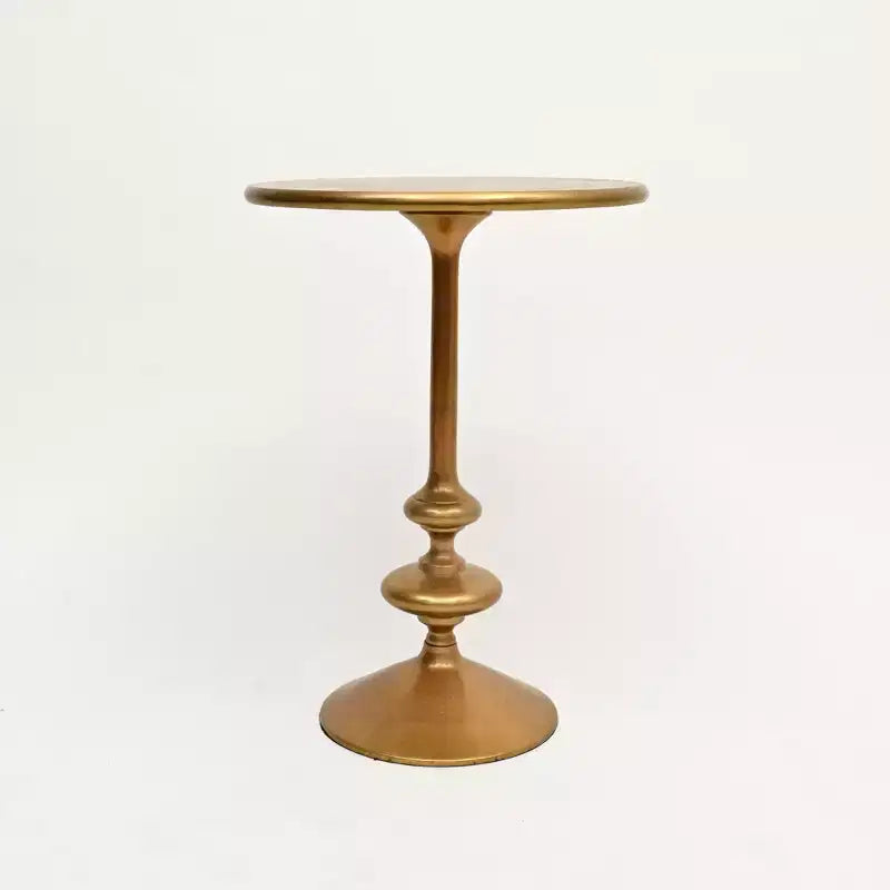 Modern 22" Gold Polished Aluminum Round End Table, 16" Diameter