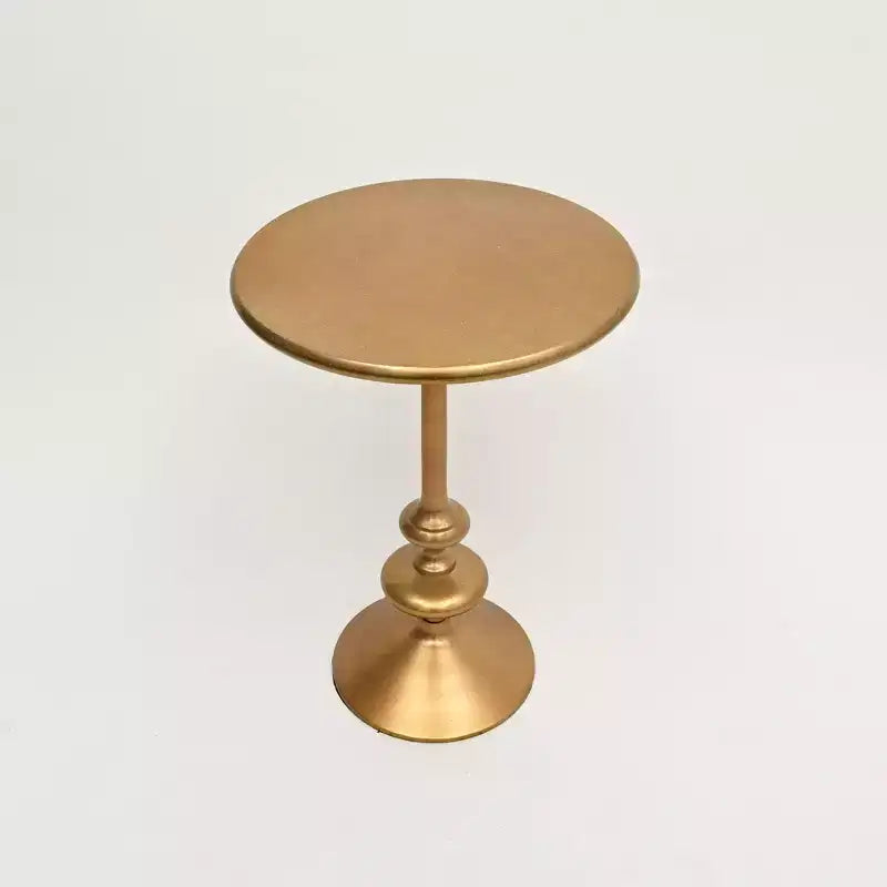 Modern 22" Gold Polished Aluminum Round End Table, 16" Diameter