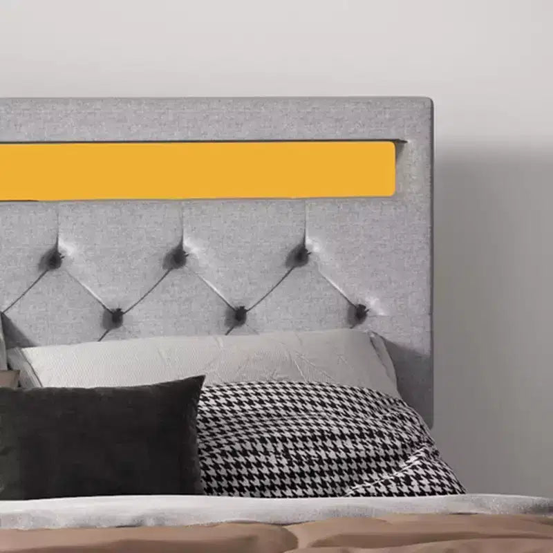 Upholstered Platform Bed Frame with Lighted Headboard and Fast-Charging USB Port, No Box Spring Needed