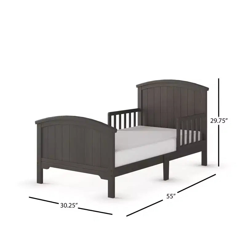 Arch Top Toddler Bed for Kids with Guard Rails, Low to Ground Design, Made of Pinewood, Clean Lines Match Any Decor