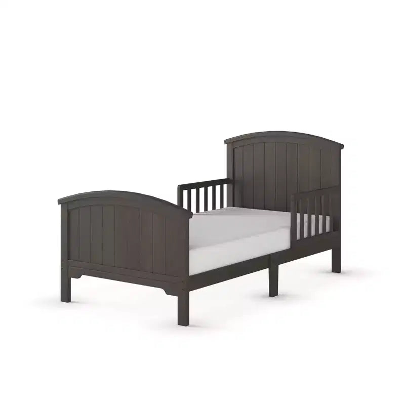 Arch Top Toddler Bed for Kids with Guard Rails, Low to Ground Design, Made of Pinewood, Clean Lines Match Any Decor