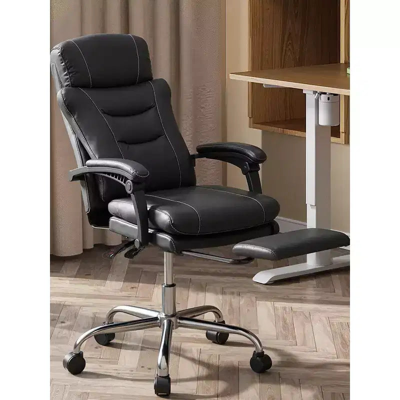 Executive Leather Home Office Chair with Footrest, High Back Ergonomic Desk Chair, Big and Tall with Lumbar Support