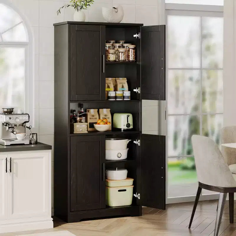 70 Tall Kitchen Pantry Cabinet with Doors and Adjustable Shelves, Freestanding Cupboard