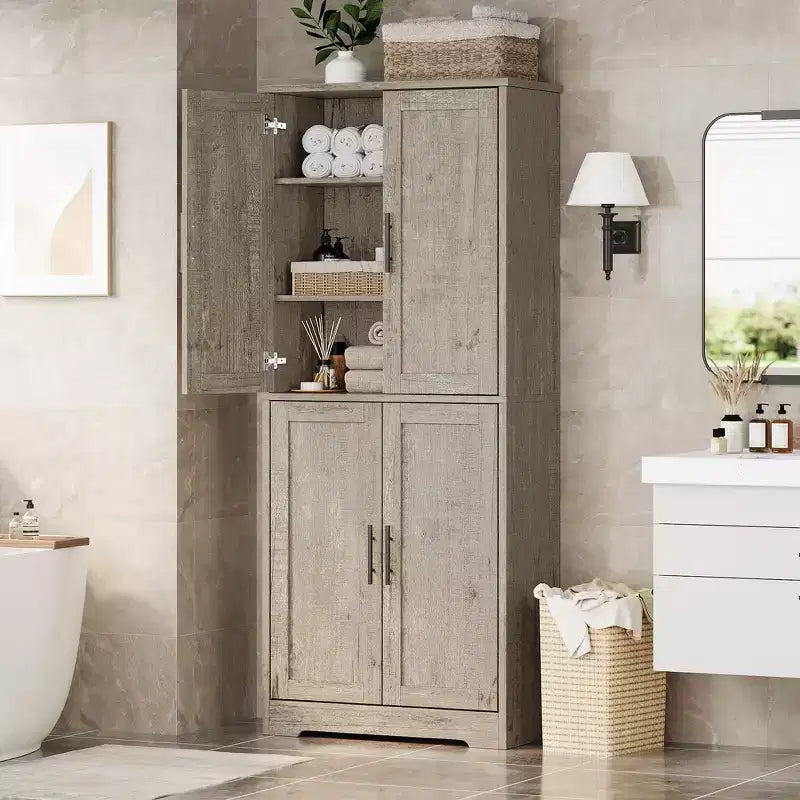 70 Tall Kitchen Pantry Cabinet with Doors and Adjustable Shelves, Freestanding Cupboard