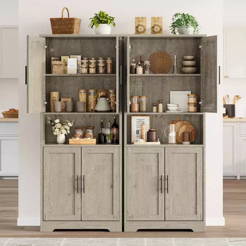 70 Tall Kitchen Pantry Cabinet with Doors and Adjustable Shelves, Freestanding Cupboard