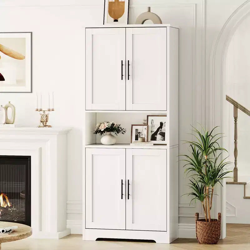 70 Tall Kitchen Pantry Cabinet with Doors and Adjustable Shelves, Freestanding Cupboard