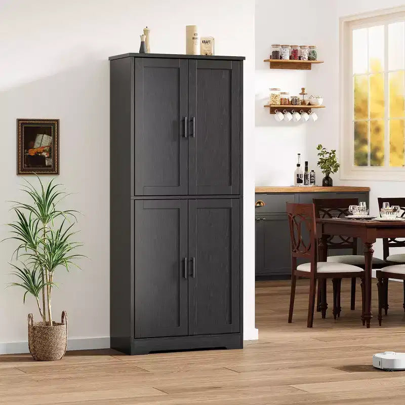 70 Tall Kitchen Pantry Cabinet with Doors and Adjustable Shelves, Freestanding Cupboard