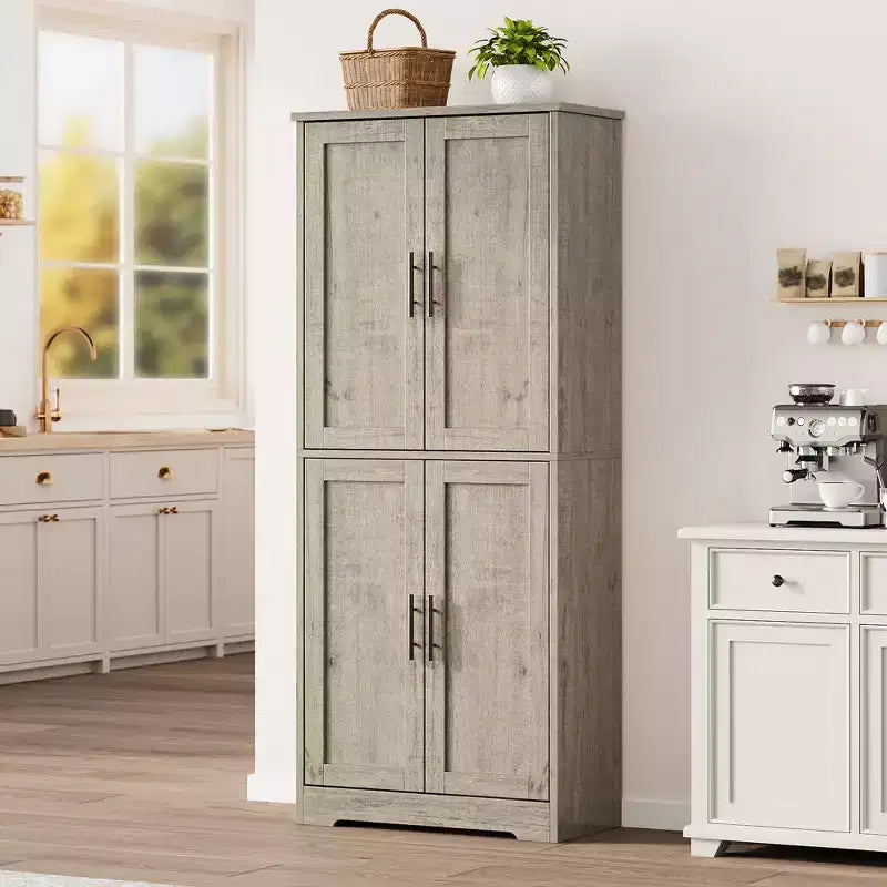 70 Tall Kitchen Pantry Cabinet with Doors and Adjustable Shelves, Freestanding Cupboard