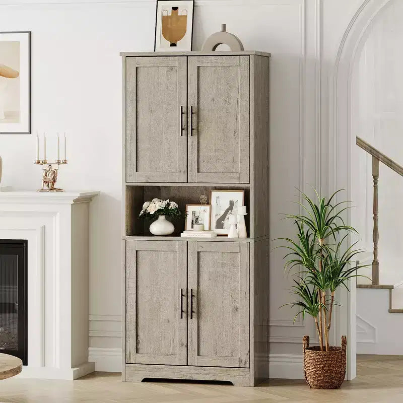 70 Tall Kitchen Pantry Cabinet with Doors and Adjustable Shelves, Freestanding Cupboard