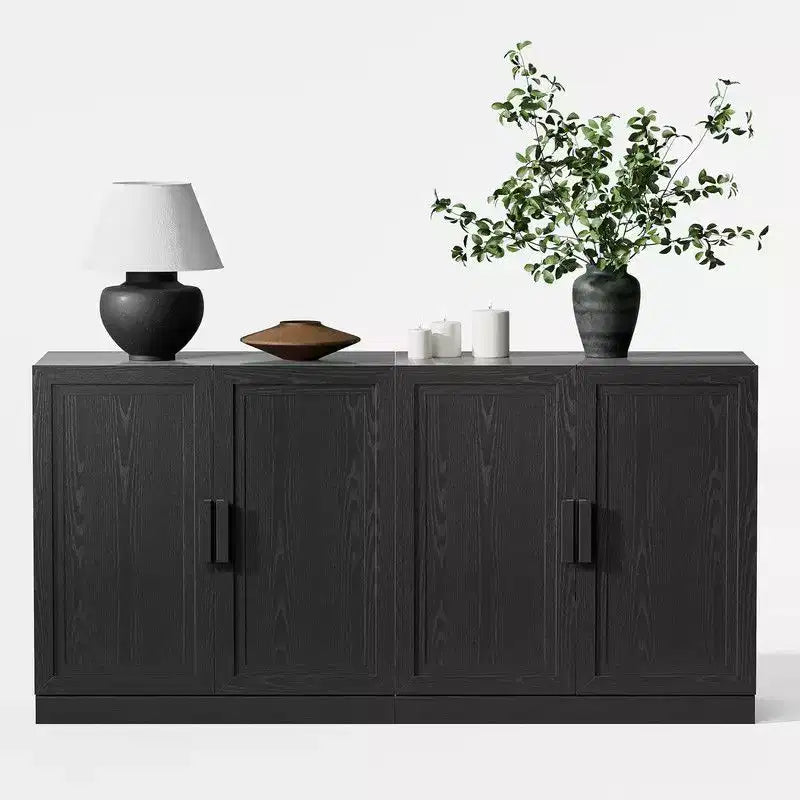 62"W x 31"H Farmhouse Sideboard Buffet Cabinet with Adjustable Shelves for Kitchen, Dining Room, Living Room, Black