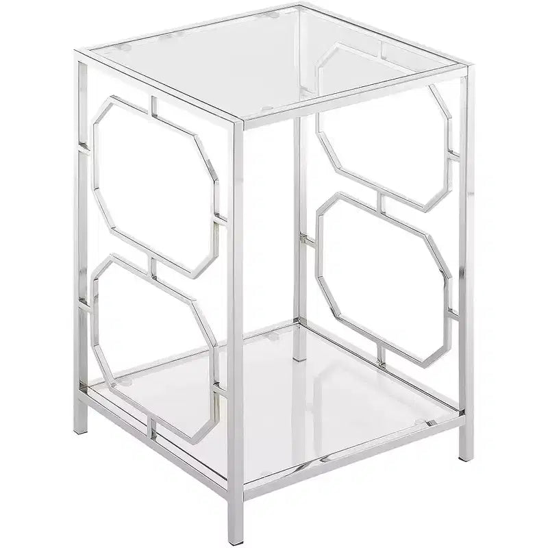 Chrome End Table with Sleek Frame and Smooth Surface, Contemporary Accent Side Table for Living Room or Office