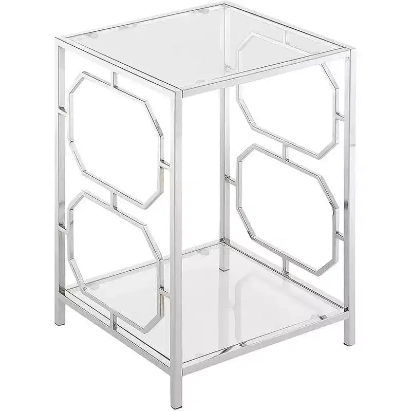 Chrome End Table with Sleek Frame and Smooth Surface, Contemporary Accent Side Table for Living Room or Office