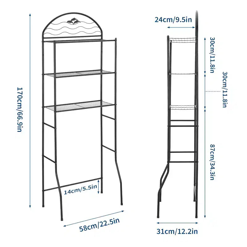3-Tier Over The Toilet Storage, Freestanding Metal Bathroom Organizer Shelf Over Toilet, Space-Saving Above The Toilet Shelf for Bathroom