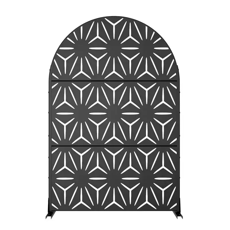 Star Shaped Black Arched Galvanized Steel Privacy Screen, Outdoor and Indoor Partition Decorative Panel