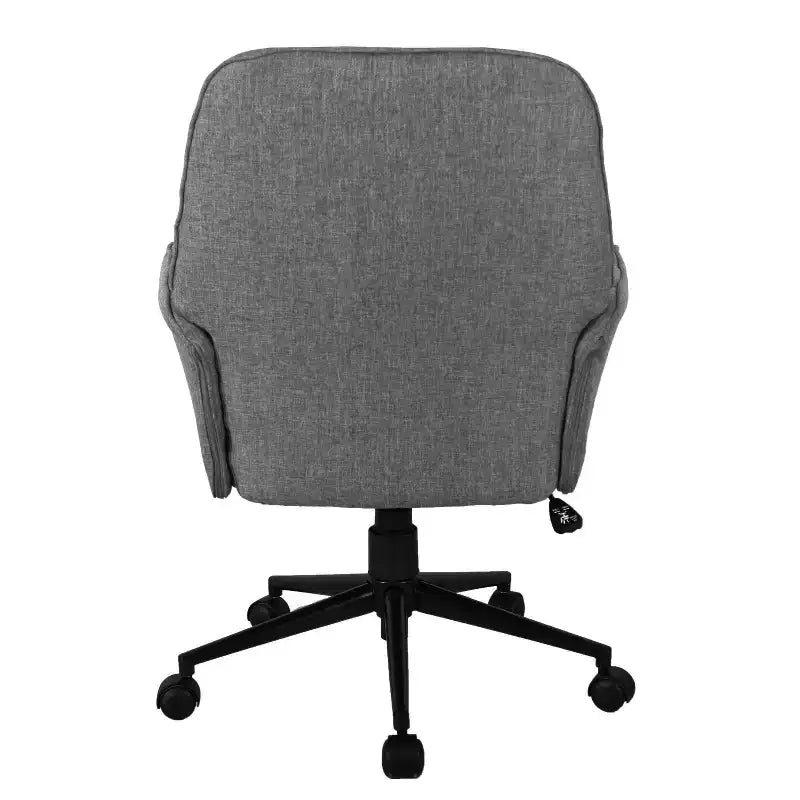 Modern Home Office Desk Chair, Upholstered Tufted Vanity Chair with Arms and Wheels, 360 Swivel Chair for Reading Room, Study, Gray