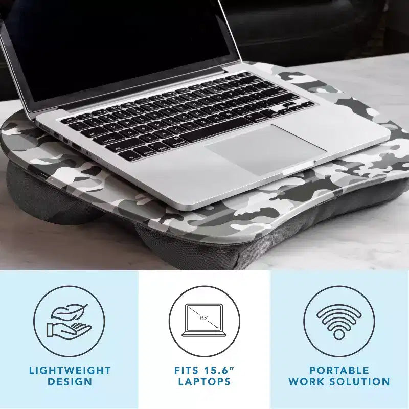 Lap Desk for Laptops up to 15.6", 17"W x 13.2"D Surface, Portable Cushioned Lap Tray