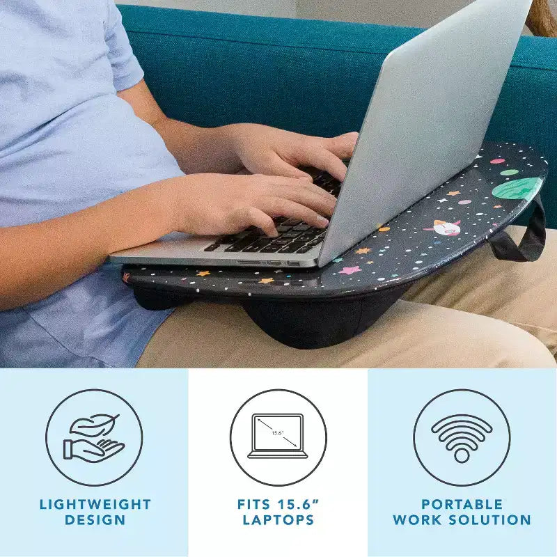 Lap Desk for Laptops up to 15.6", 17"W x 13.2"D Surface, Portable Cushioned Lap Tray