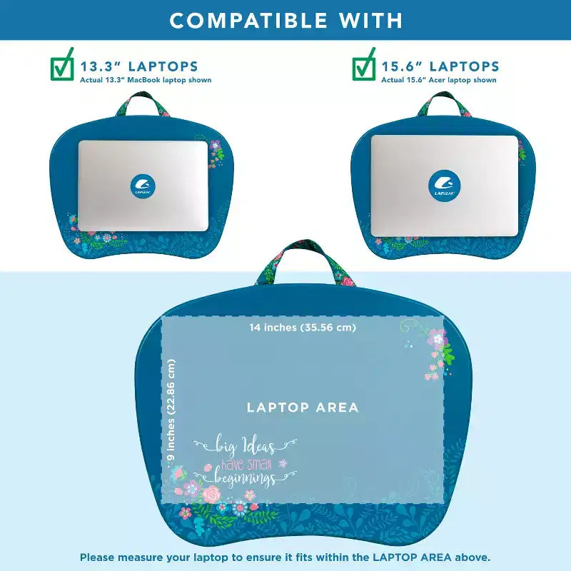 Lap Desk for Laptops up to 15.6", 17"W x 13.2"D Surface, Portable Cushioned Lap Tray