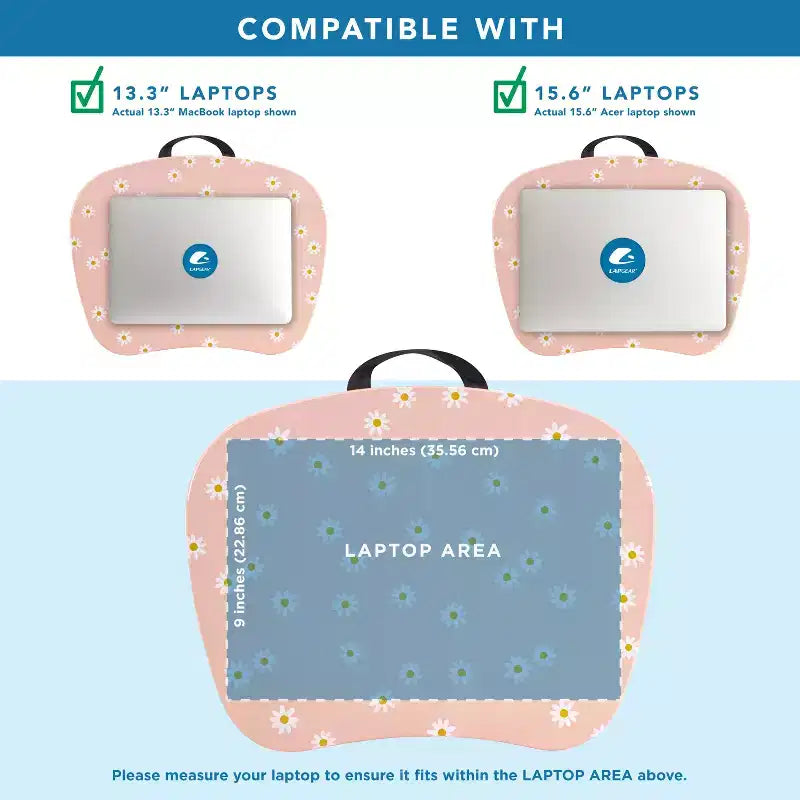 Lap Desk for Laptops up to 15.6", 17"W x 13.2"D Surface, Portable Cushioned Lap Tray