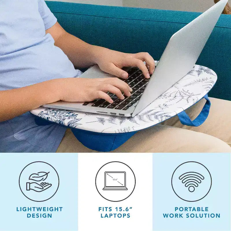 Lap Desk for Laptops up to 15.6", 17"W x 13.2"D Surface, Portable Cushioned Lap Tray