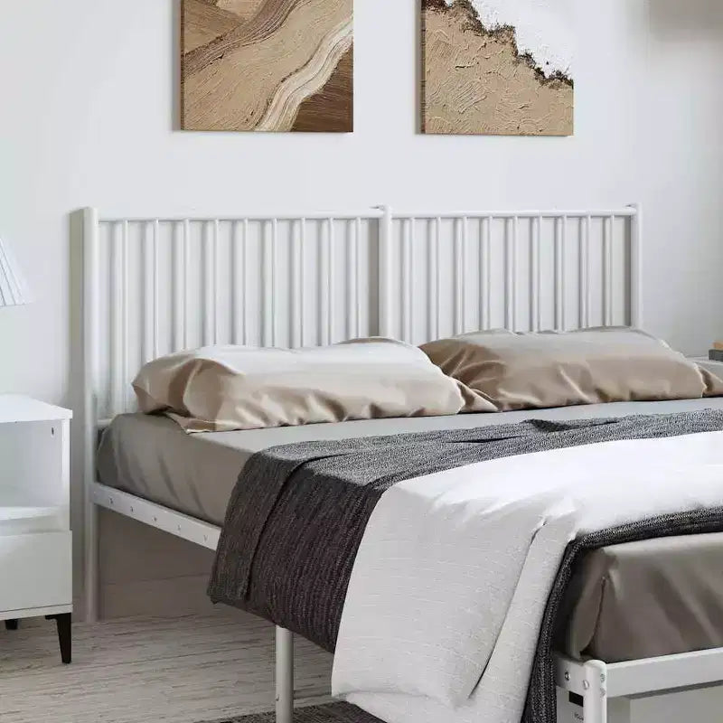 35.4" Metal Headboard for Full Size Beds, Durable Steel Construction, Modern Minimalist Bedroom, Easy Assembly, White