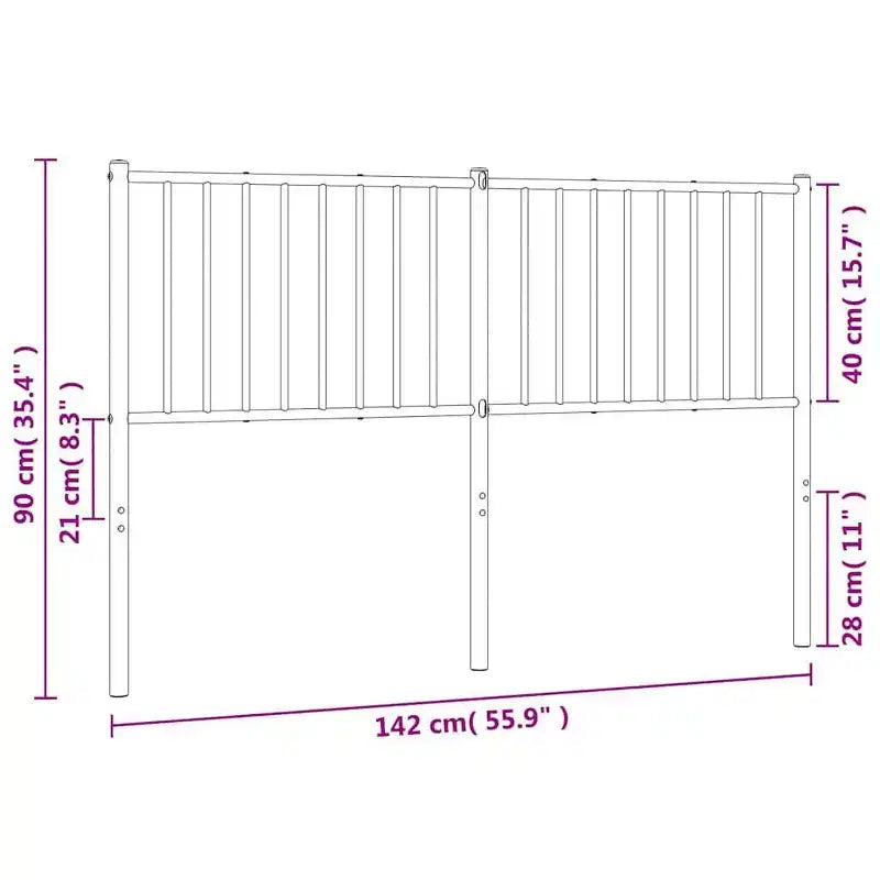 35.4" Metal Headboard for Full Size Beds, Durable Steel Construction, Modern Minimalist Bedroom, Easy Assembly, White