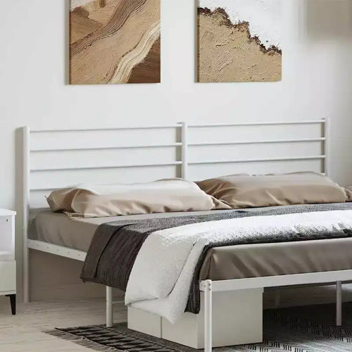 35.4" Metal Headboard for King Size Beds, Durable Steel Construction, Modern Minimalist Bedroom, Easy Assembly, White