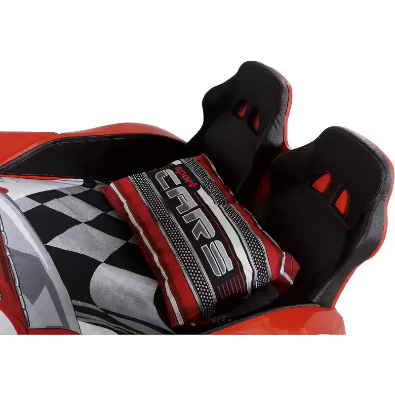 Twin Car Bed Frame for Kids, ABS Construction, No Headboard, Race Car Design