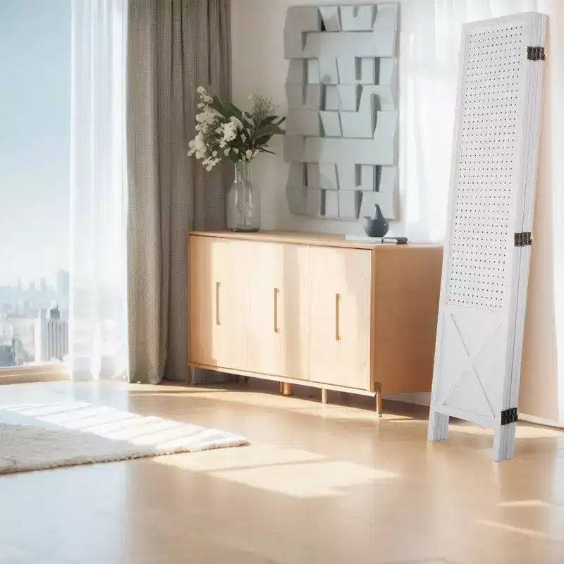 4-Panel Wood Room Divider Privacy Screen, 59.84"H x 59.84"W