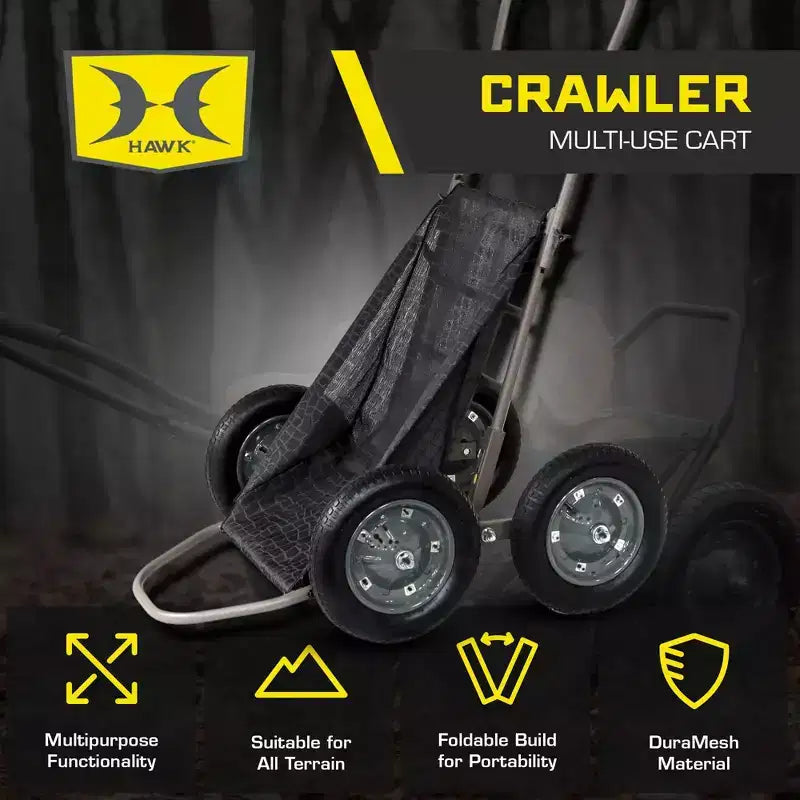Multi-Use Folding Cart, 500 lb Capacity for Hauling Game, Bait, Hunting Gear, and Wood, Black