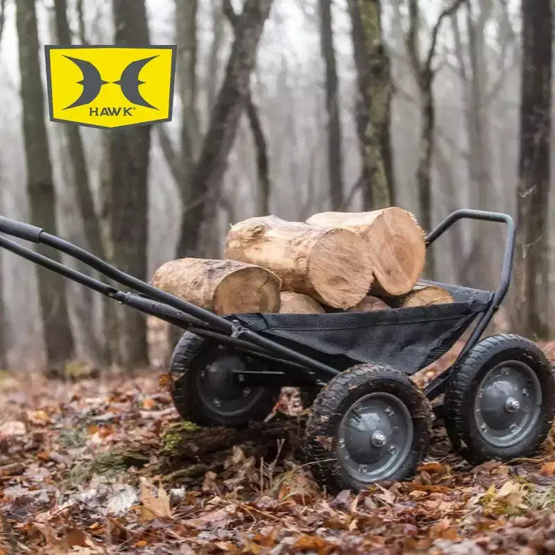 Multi-Use Folding Cart, 500 lb Capacity for Hauling Game, Bait, Hunting Gear, and Wood, Black