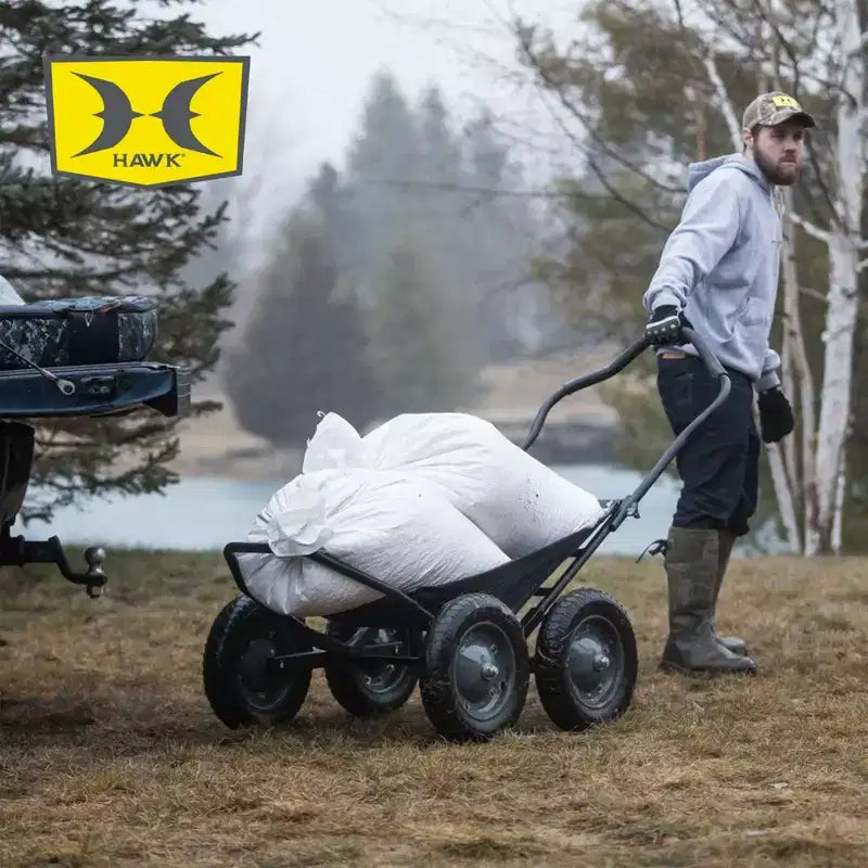 Multi-Use Folding Cart, 500 lb Capacity for Hauling Game, Bait, Hunting Gear, and Wood, Black