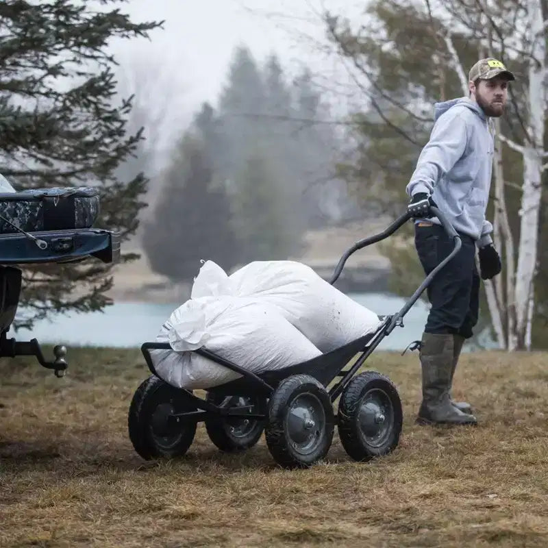 Multi-Use Folding Cart, 500 lb Capacity for Hauling Game, Bait, Hunting Gear, and Wood, Black