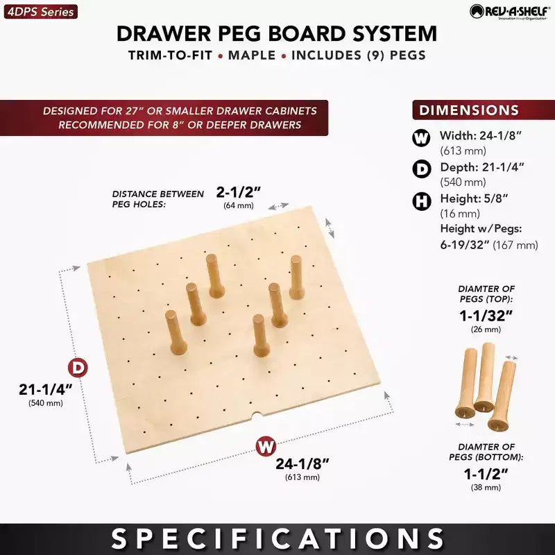 Pegboard Drawer Divider Organizer, Trim to Fit Wooden Kitchen Cabinet Storage for Utensils, Pots and Dishes