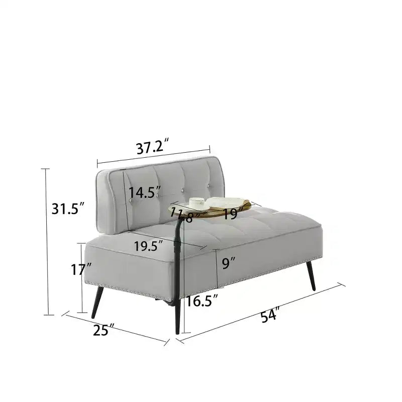 54" Velvet Loveseat Sofa with Swivel Side Table & Backrest, 2-Seater Couch for Living Room, Bedroom