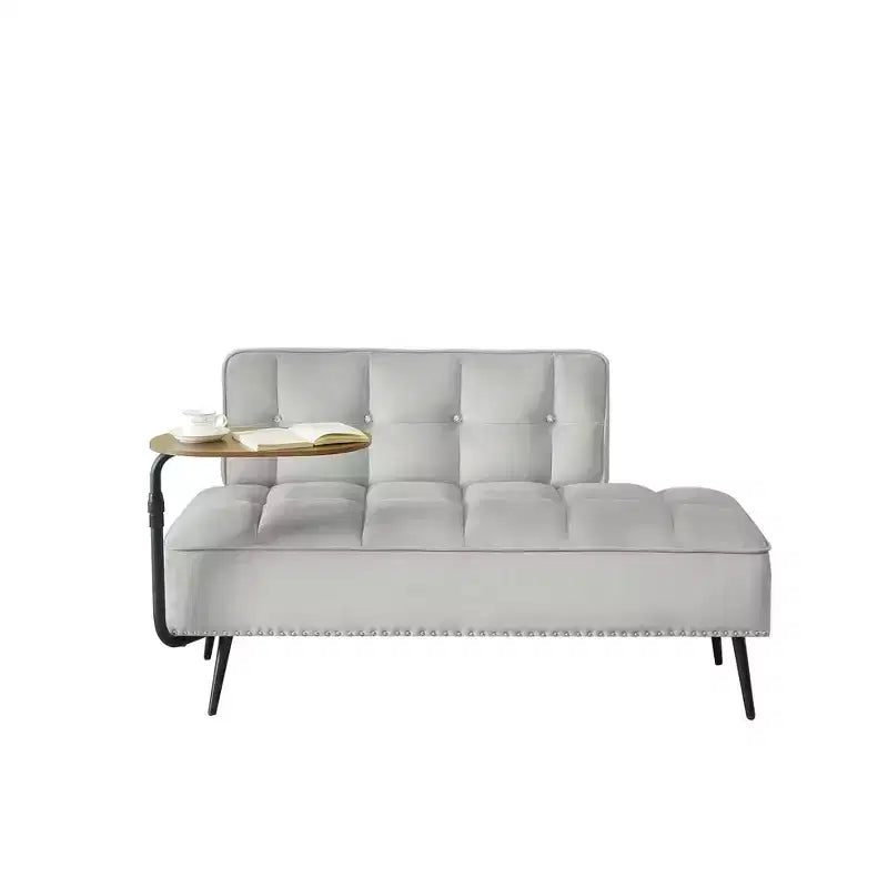 54" Velvet Loveseat Sofa with Swivel Side Table & Backrest, 2-Seater Couch for Living Room, Bedroom