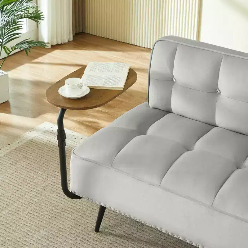 54" Velvet Loveseat Sofa with Swivel Side Table & Backrest, 2-Seater Couch for Living Room, Bedroom