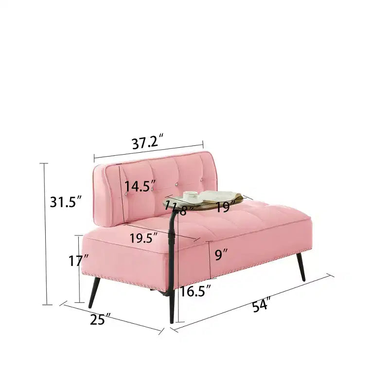 54" Velvet Loveseat Sofa with Swivel Side Table & Backrest, 2-Seater Couch for Living Room, Bedroom