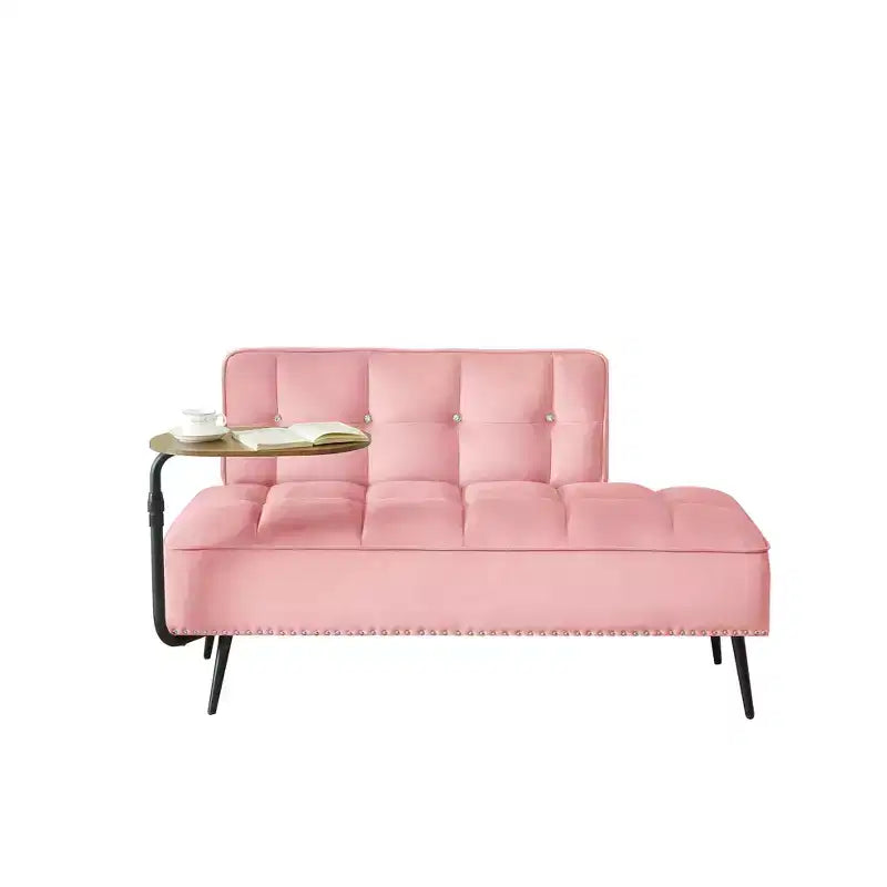 54" Velvet Loveseat Sofa with Swivel Side Table & Backrest, 2-Seater Couch for Living Room, Bedroom