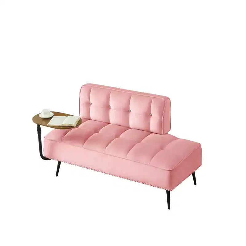 54" Velvet Loveseat Sofa with Swivel Side Table & Backrest, 2-Seater Couch for Living Room, Bedroom