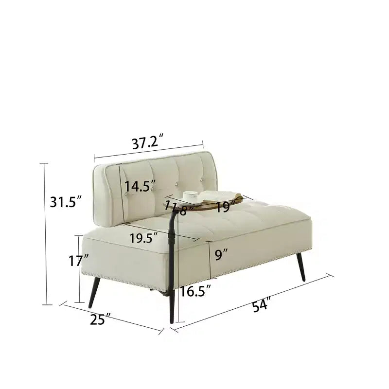 54" Velvet Loveseat Sofa with Swivel Side Table & Backrest, 2-Seater Couch for Living Room, Bedroom