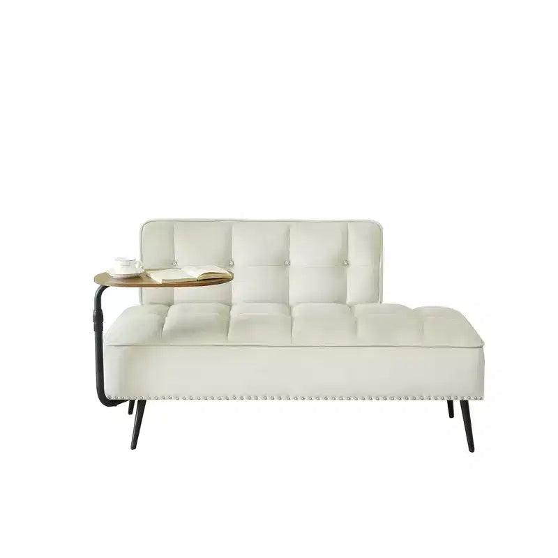 54" Velvet Loveseat Sofa with Swivel Side Table & Backrest, 2-Seater Couch for Living Room, Bedroom
