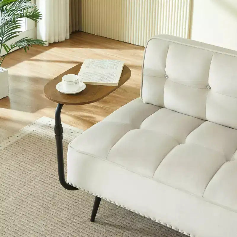 54" Velvet Loveseat Sofa with Swivel Side Table & Backrest, 2-Seater Couch for Living Room, Bedroom
