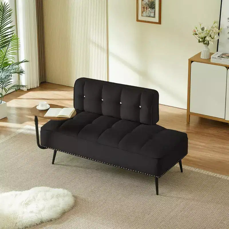 54" Velvet Loveseat Sofa with Swivel Side Table & Backrest, 2-Seater Couch for Living Room, Bedroom