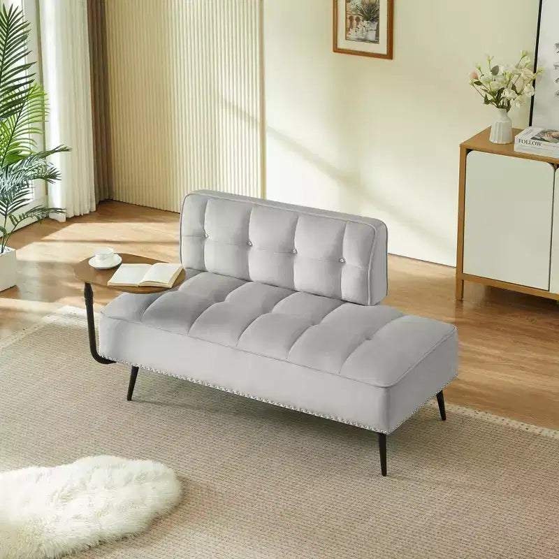 54" Velvet Loveseat Sofa with Swivel Side Table & Backrest, 2-Seater Couch for Living Room, Bedroom