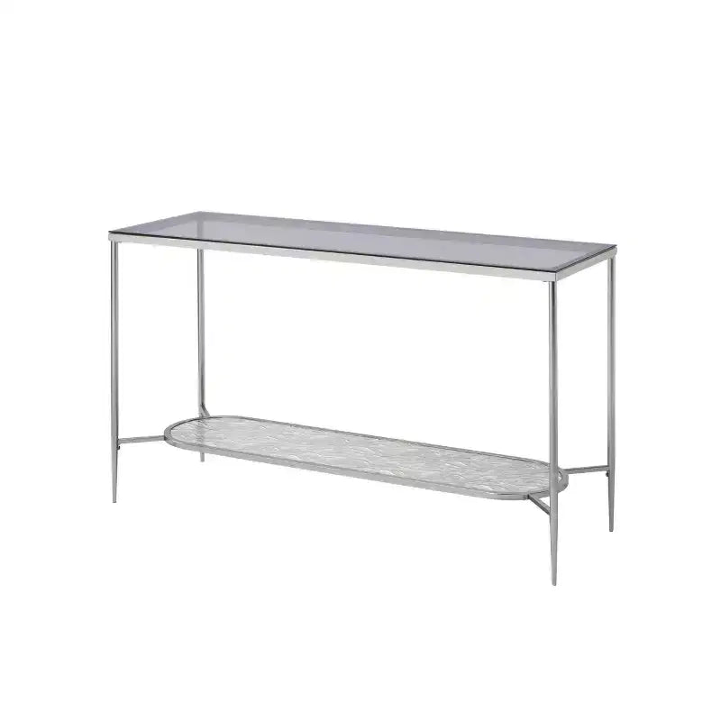 Glass Console Sofa Table, Chrome Finish, 48"L x 16"W x 30"H