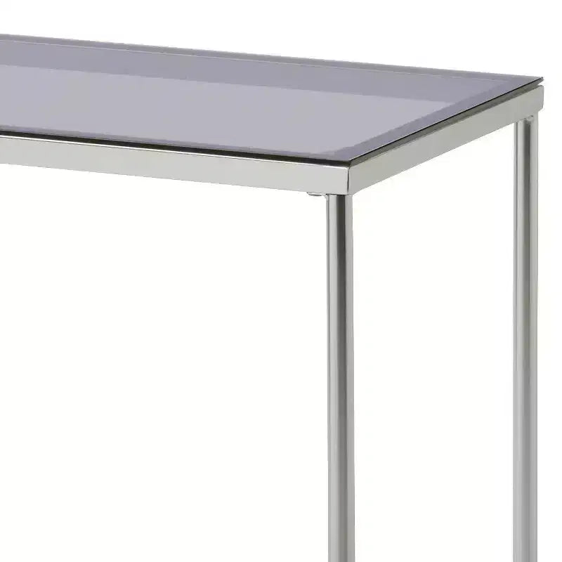 Glass Console Sofa Table, Chrome Finish, 48"L x 16"W x 30"H